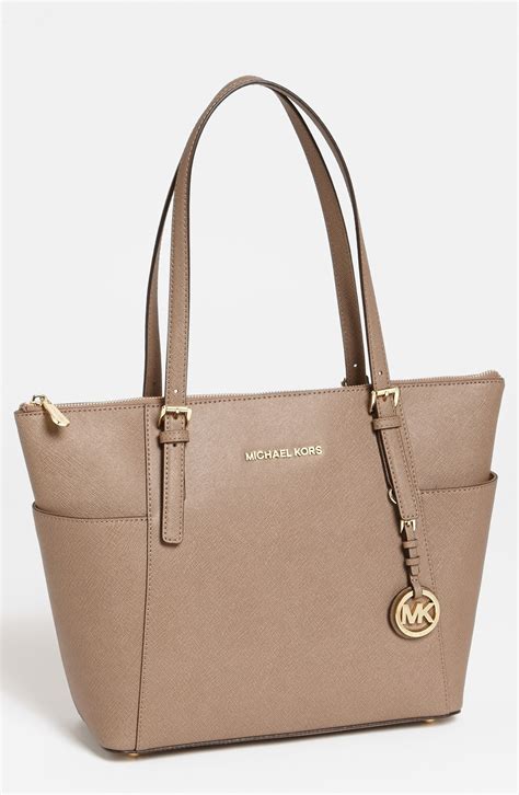 Michael Kors MK Jet Set Item Grab Bag Women Tote Beige 